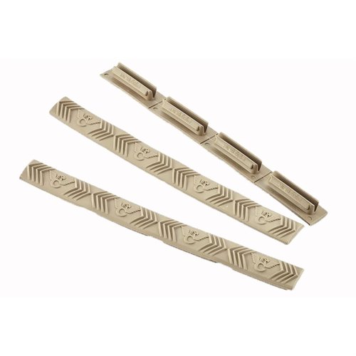 M-LOK Rail Covers tarjoavat lisäpidon, ovat kemikaali- ja lämpötilankestäviä, matalan profiilin ja aggressiivisen tekstuurin omaavia. 3-pack saatavilla.