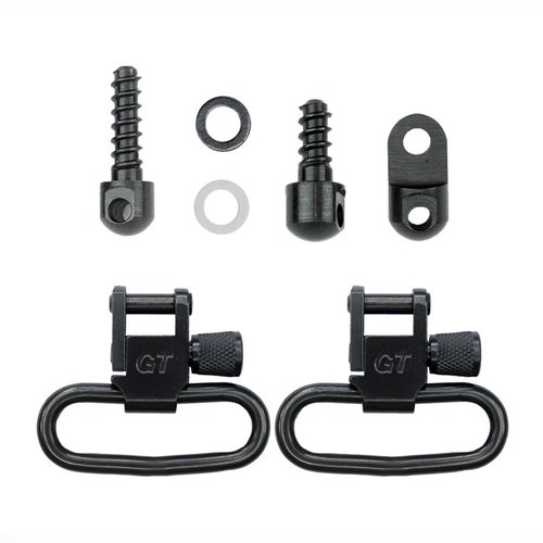 RUGER 10/22 1.25" SWIVEL SET sisältää adapterin, puu- ja kierreruuvit sekä kaksi 1.25" Locking Swivels -sovitetta, täydellinen Project Appleseed -kurssille.