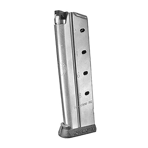 9 laukauksen 10mm/ .40S&W kapasiteetti, ruostumaton teräs, hybridifollower ja irrotettava basepad tekevät tästä täydellisen valinnan 1911 Government -pistooleille.