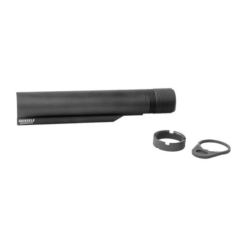 Geissele Premium Mil-Spec Buffer Tube on valmistettu kestävästä 7075-T6 alumiinista, se tarjoaa 6 asentoa ja yhteensopivuuden useimpien AR-15 perien kanssa.
