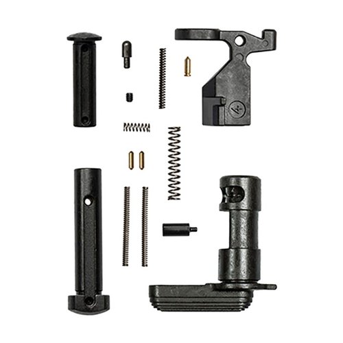 Aero Precisionin EPC Lower Parts Kit tarjoaa kaikki tarvittavat osat alarungon kokoamiseen ilman FCG:tä, kahvaa tai liipaisinta, varmistaen yhteensopivuuden AR15-standardien kanssa.
