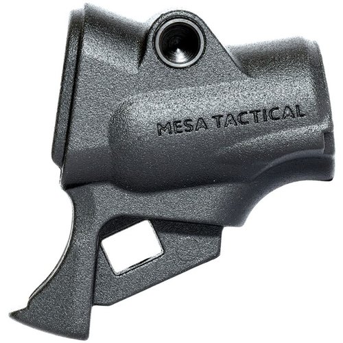 Mesa Tacticalin teleskooppinen hydraulinen perä, joka mahdollistaa AR-15 säädettävien peräosien ja pistooleiden asentamisen Remington 870:lle.