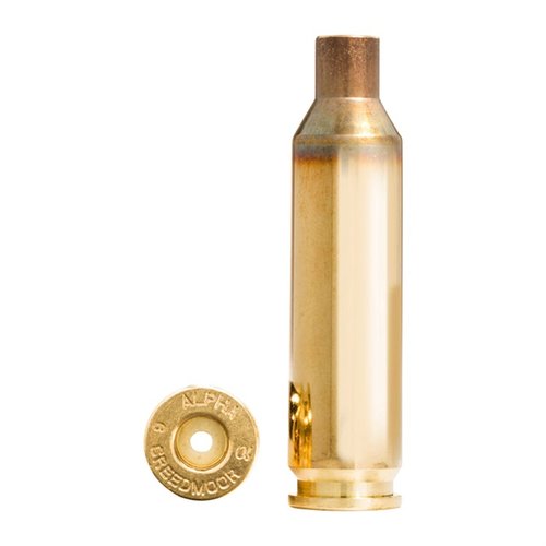 Alpha Munitions 6mm Creedmoor brass, saatavilla Large tai Small Rifle prime pocketilla, tarjoaa pitkän käyttöiän ja suojan kuljetuksessa 100 kappaleen pakkauksessa.