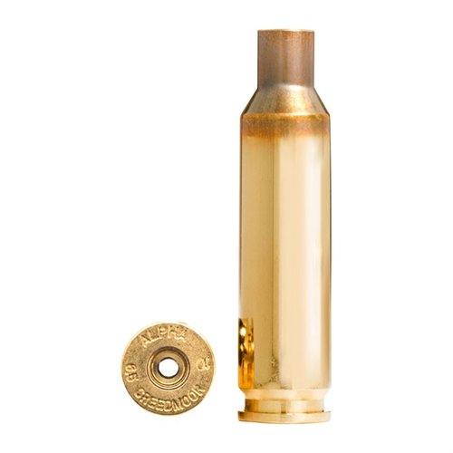 Alpha Munitions 6.5mm Creedmoor brass tarjoaa pitkäikäiset ja kestävämmät patruunat OCD-optimoidun teknologian ansiosta, saatavilla Large ja Small Rifle -pohjilla.