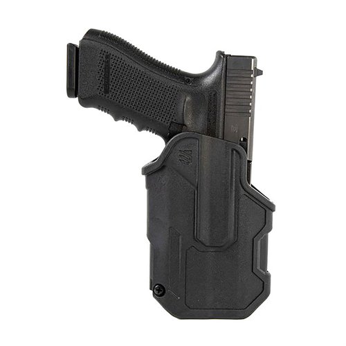 T-SERIES L2C - sujuva thumb-activated retention, Master Grip Principle, kestävä polymeerimateriaali, ääntä vaimentava vuori ja mukana Quick Dual Release Belt Loop.