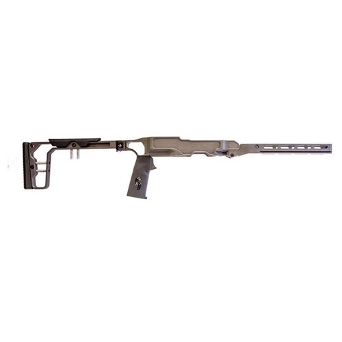 LaChassis 10/22 tarjoaa kevyen, modulaarisen ja säädettävän alustan, jossa on taittuva tukki, AR-kahva-yhteensopivuus ja M-Lok-ominaisuudet.