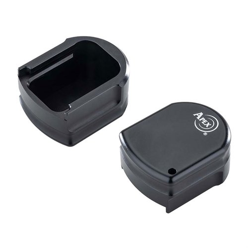 FNX 45 Magazine Base Pad Black lisää 2,5 patruunan kapasiteettia, säilyttää slide lockin toiminnan ja on helppo asentaa alumiinista valmistettuna.
