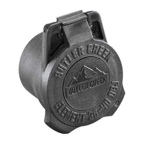 Butler Creek Element Scope Capit ovat kestäviä ja monikäyttöisiä, ja niissä on flip-out dope-disk, joka tarjoaa tuuli- ja korkeustietoja.