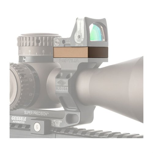 Reptilia ROF Riser siirtää punapisteen 2.5mm tai 10mm korkeammalle, tarjoten lisätilaa korkeille turreille ja suuremmille kiikareille.