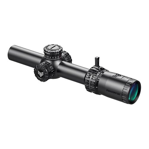 Swampfox Arrowhead 1-6X24MM SFP tarjoaa kirkkaan näkökentän, laajan näkyvyyden, lukittavat turretti ja valaistut retikulat, täydellinen itsepuolustukseen.