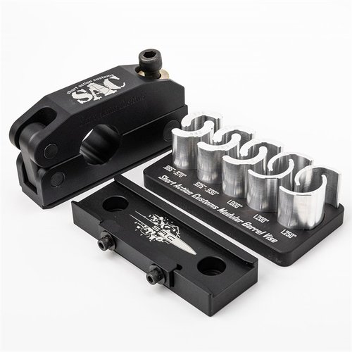 MODULAR BARREL VISE KIT mahdollistaa nopean ja turvallisen piippujen vaihdon, erinomainen puristusvoima ja modulaarinen järjestelmä lisävarusteilla.