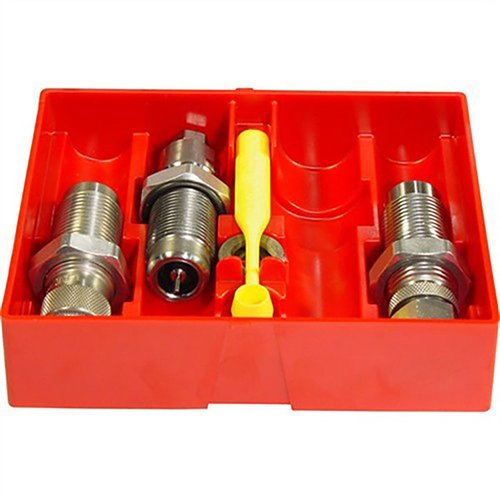 LEE PRECISION 9MM MAKAROV CARBIDE 3-DIE SET sisältää kaikki tarvittavat osat, kuten Carbide Full Length Sizing Die, ilman voitelua, helppoon lataamiseen.