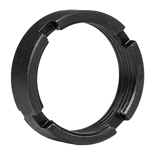 Mil-spec AR-15 receiver extension lock nut (castle nut) on säädettävälle tukille, täydellinen uusiin rakennelmiin tai kuluneiden osien korvaamiseen.