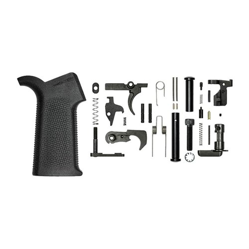 Aero Precisionin M5 Lower Parts Kit sisältää kaikki tarvittavat osat M5 Lower Receiverin kokoamiseen, mukaan lukien Magpul MOE SL -kahva ja M5-spesifiset osat.