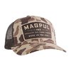 Magpul GO BANG TRUCKER - RAIDER CAMO/BROWN on klassinen, mukava ja kestävä trucker-hattu, jossa on verkkotausta, säädettävä suljenta ja brodeerattu logo.