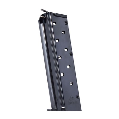 MEC-GARin 1911 täysikokoiset 9mm patruunat tarjoavat kestäviä 10-Rd ja 9-Rd magneetteja, joissa on anti-friction pinnoite ja metallinen pohjalevy.