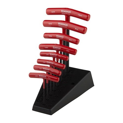BONDHUS T-HANDLE HEX TOOL SET tarjoaa ergonomiset teräksiset kahvat, hitsatut liitokset ja flywheel-efektin, joka säästää aikaa. Setti sisältää 2-10mm kokoja.