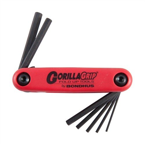 Bondhus Gorilla Grip® Fold-Up Wrench Setit tarjoavat kestävää, kompakti ja ergonomista muotoilua, täydellinen työkalu ampumatarvikkeiden huoltoon.