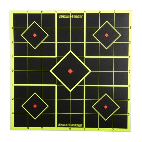 SHOOT-N-C® TARGETit, 8" SIGHT-IN, 15 pakkaus tarjoaa selvät osumat, itseliimautuvat taustat ja fluoresoivia värejä, jotka tekevät osumista heti näkyviä.