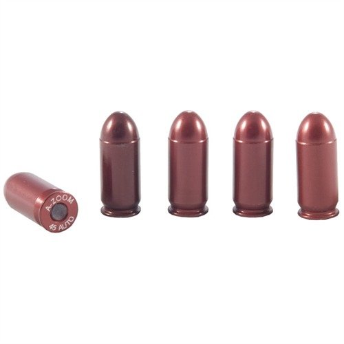 A-ZOOM AMMO SNAP CAP - 45 ACP dummy rounds ovat kestäviä alumiinista valmistettuja harjoituspatruunoita, jotka parantavat lataustaitoja ja kuivaharjoittelua.
