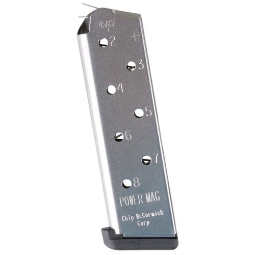 1911 8RD 45ACP POWER PLUS MAGAZINE tarjoaa luotettavan syötön, kestävän rakenteen ja 8 laukauksen kapasiteetin, mikä tekee siitä täydellisen kilpailu- ja itsepuolustuskäyttöön.