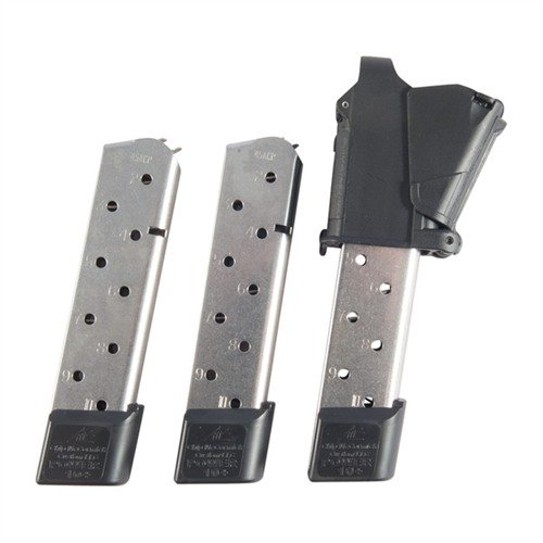 .45 ACP 1911 Power Magazine 3-pakkaus ja lataaja tarjoavat luotettavaa toimintaa, nopeaa latausta ja kestävää rakennetta, täydellinen kilpailu- ja itsepuolustuskäyttöön.
