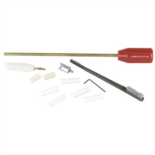 Dewey Bolt Action Cleaning Kit puhdistaa vaikeasti saavutettavat kammio- ja lugs-alueet tehokkaasti, sisältää kaikki tarvittavat välineet ja harjat.