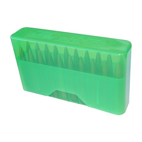 MTM Slip Top Rifle Ammo Box on 20 patruunalle, 2.35" korkea, tarjoaa erinomaisen suojan ja helpon pääsyn 17 Rem-351 WSL -patruunoille.
