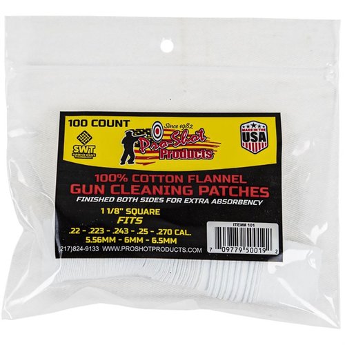 .22-.270 CAL. 100CT. PATCHES tarjoavat erinomaisen puhdistustehon ja tarkkuuden, mikä tekee niistä täydellisen valinnan aseiden huoltoon ja ylläpitoon.
