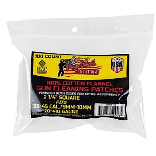 .38-.45 CAL./20-.410GA. 100CT. PATCHES tarjoavat erinomaisen puhdistustehon ja tarkkuuden, täydellinen valinta ampuma-aseiden huoltoon ja ylläpitoon.