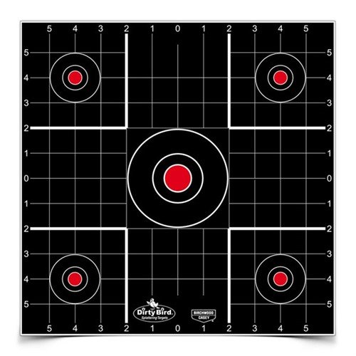 Käytä tätä suurta 12 tuuman sight-in targettia tarkkuusammuntasi parantamiseen. Viisi bullseye-tavoitetta ja 1 tuuman ruudukko helpottavat tähtäystä.