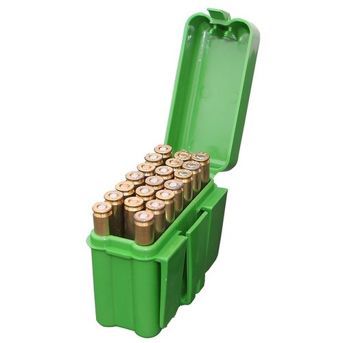 MTM Ammo Box 20 Round Belt Style tarjoaa erinomaisen suojan ja järjestyksen 300 Winchester Mag, 45-70 ja 7mm Re patruunoille, helppoa kuljetusta varten.