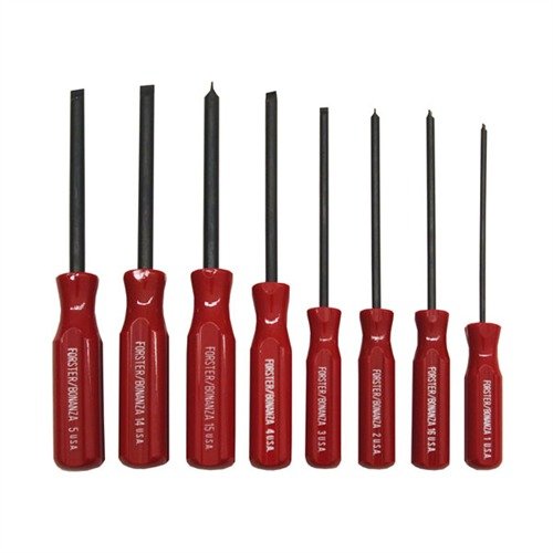 Forster Gunsmith Screwdrivers tarjoavat tarkkuutta ja kestävyyttä: parallel ground -kärjet estävät liukumisen, ja ergonomiset kahvat parantavat mukavuutta käytössä.