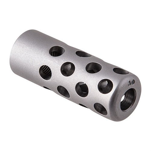 QUIET MUZZLE BRAKE 30 CALIBER ohjaa äänekkään laukaisun kaasut ja melun pois ampujasta, vähentää rekyyliä ja nousua, ei vaikuta tarkkuuteen tai nopeuteen.