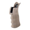 HOGUE AR-15 Overmolded Beavertail Grip tarjoaa ergonomiset sormiväliköt, ei-liukastuvan Cobblestone ™ -pinnan ja tuen käden verkkolle, saatavilla Desert Tan -värissä.