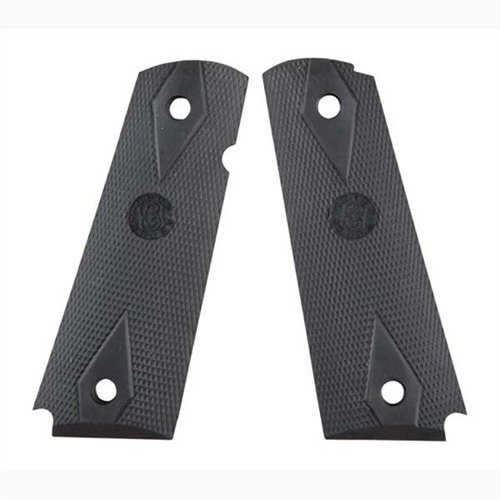 HOGUE:n SEMI-AUTO PISTOL GRIPS tarjoavat käsille mukautuvan muotoilun, joka vaimentaa palautetta ja parantaa otetta 1911 Auto -aseissa.