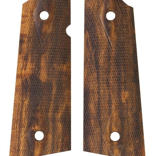 Pitkät ja neliömäiset 1911 SQUARE BOTTOM GRIPS, jotka sopivat täydellisesti lisämagasiiniväylillä varustettuihin aseisiin, tarjoavat paremman mukavuuden ja pidon.