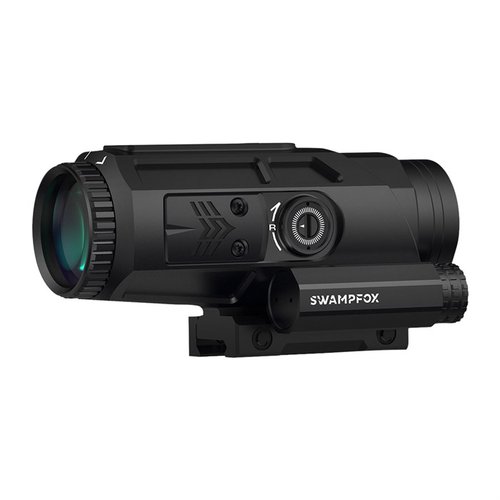 Saber 5X prism scope tarjoaa 10 asteen näkökentän, nopean silmälaatikon ja kestävämmän rakenteen, sekä punaisen tai vihreän valaistuksen.