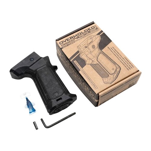 Strike Industriesin Overmolded Enhanced Pistol Grip CZ Scorpionille parantaa hallintaa ja mukavuutta, 15 asteen kulma, kestävä materiaali ja helppo asennus.