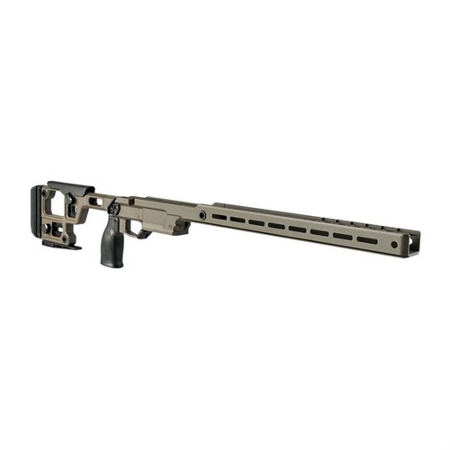 AERO PRECISION SOLUS Competition Chassis tarjoaa erinomaisen tarkkuuden, modulaarisuuden ja säädettävyyden, yhteensopivuuden M-LOK ja Arca Swiss kiinnityksille.