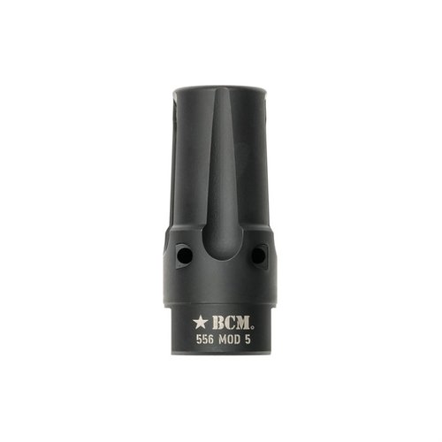 BCMGUNFIGHTER™ Compensator Mod 5-5.56 vähentää tukkeutumista, ääntä ja savua, tarjoaa kestävyyttä ja on suunniteltu taktisiin sovelluksiin.