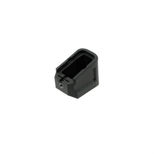 Strike Industriesin Extended Magazine Plate GLOCK®19: Lisää 5 patruunaa, matala kitka, kestävä polymeeri ja turvallinen teräslukituslevy.