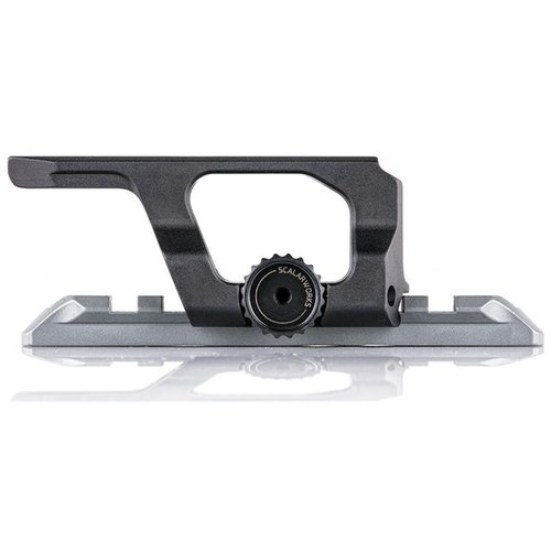 SCALARWORKSin Aimpoint PRO LEAP Mount on kevyin Quick-Detach -kiinnitys, joka säilyttää nollauksen ja kestää kovaa rekyyliä. CNC-koneistettu 7075-T6 alumiinista.