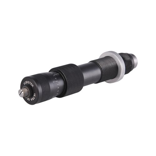 Forsterin XL ULTRA! MICROMETER SEATER DIE tarjoaa tarkkaa ja toistettavaa luotien istutusta, säätösyvyys 0.0005-0.001 tuumaa, täydellinen XL Coax Pressille.