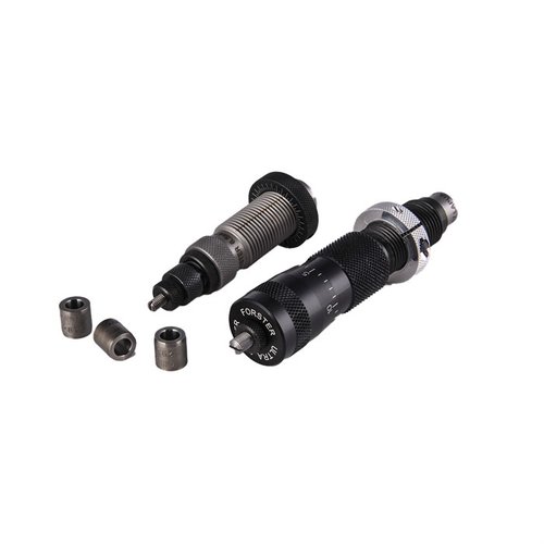 Forsterin Bushing Full Length - Ultra Micrometer Die Set tarjoaa tarkkuutta ja luotettavuutta, sisältäen Full-Length Bushing Die ja Bench Rest® Ultra Micrometer Seater Die.