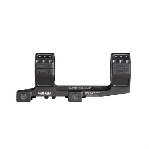 Geissele Super Precision® Zero Compromise Scope Mount tarjoaa huipputason kestävyyden, 20 MOA kallistuksen ja erinomaisen tarkkuuden ilman liikkumista ampumalinjalla.
