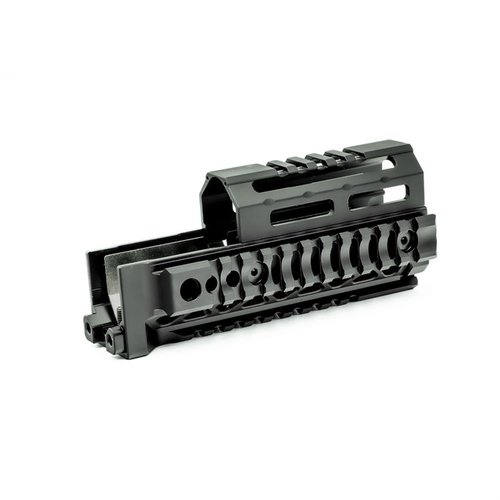 Midwest Industriesin AK Alpha Series Quad Rail - kevyt, säädettävä, monipuoliset kiinnityspisteet ja elinikäinen takuu, täydellinen AKM-aseille.