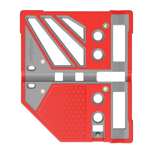 BENCH BLOCK PRO tarjoaa 14 tarkasti sijoitettua reikää, 2 uran ja vahvat magneetit, jotka helpottavat osien kiinnittämistä ja tarkkaa työtä aseiden parissa.