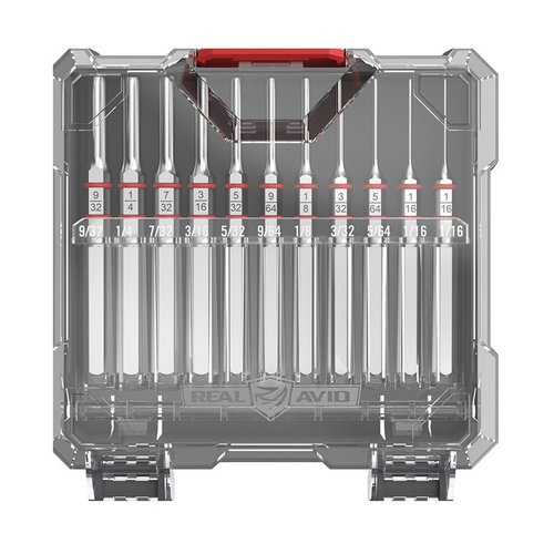 Accu-Punch 11-osainen Standard Pin Punch Set on suunniteltu aseiden muokkaamiseen ja purkamiseen, kestävä teräs, nikkeli pinnoite ja tarkka hallinta.