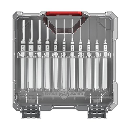Accu-Punch 11-osainen Roll Pin Punch Set on suunniteltu erityisesti aseiden muokkaamiseen, kestävä teräs ja nikkeli suojaavat korroosiolta, tarkka ohjaus.